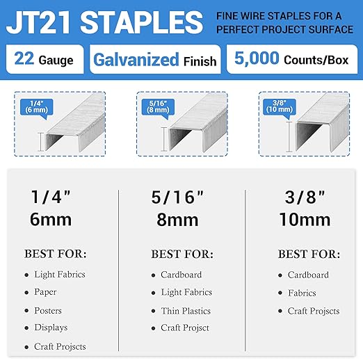 meite JT21 Staples, 1/4 Inch Galvanized Fine Wire Staples - Image 2