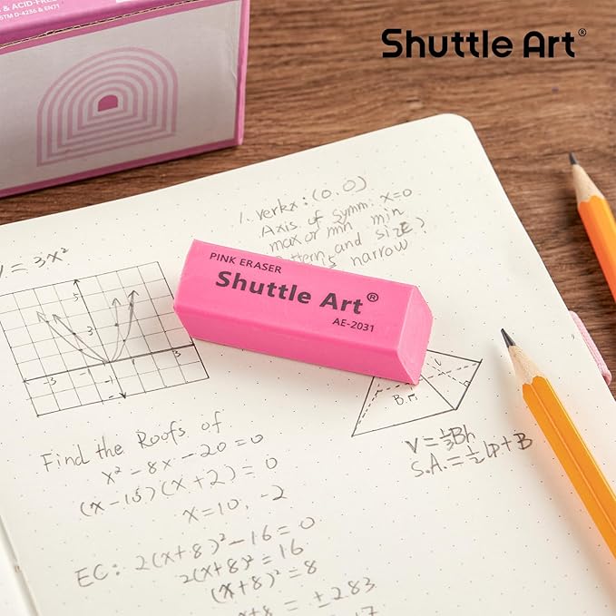 Shuttle Art Pink Erasers, 36 Pack Erasers Bulk, Latex-Free, No Smudge, Soft - Image 3