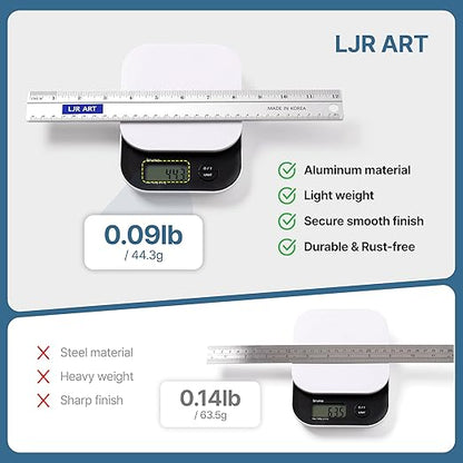 LJR ART 12 Inch Aluminum Cutting Ruler, Dual Scale Inch/Metric Measuring Tool - Image 4