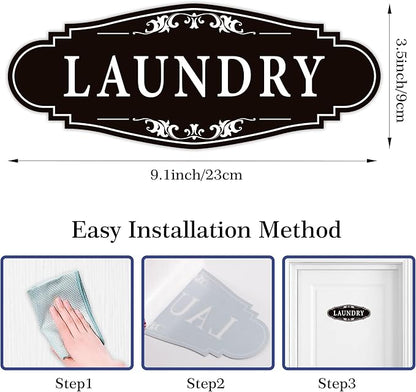 Laundry Room Door Sign for Business and Home，Self-adhesive Waterproof Cute - Image 2