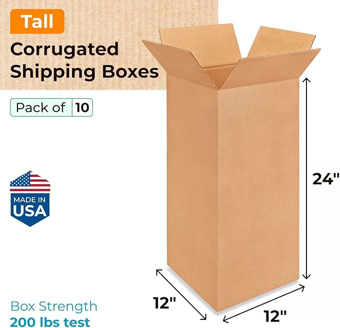 Tall Moving & Shipping Boxes 12x12x24 inches - Image 2