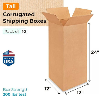 Tall Moving & Shipping Boxes 12x12x24 inches - Image 2