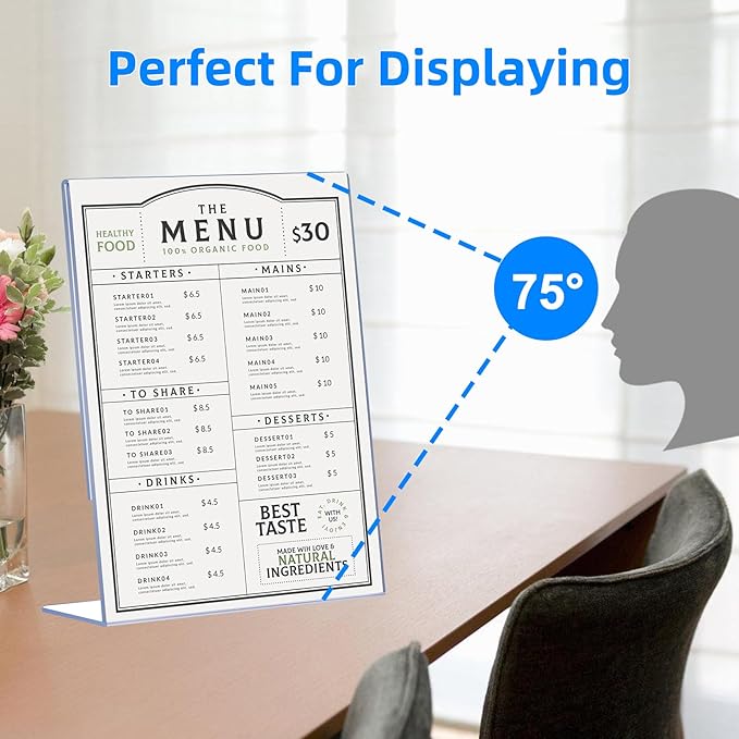 DECOHOBO 12 Pack Acrylic Sign Holder 8.5 x 11, L-Shape Acrylic Stands - Image 6