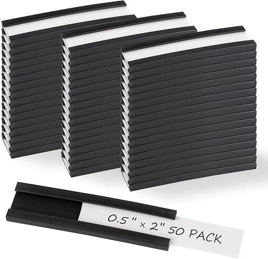 Realth C Channel Magentic Label Holders 50 Pack 0.5" x 2" by Realth