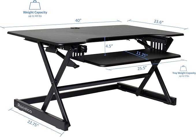 Rocelco 40" Large Height Adjustable Standing Desk BUNDLE - Image 12