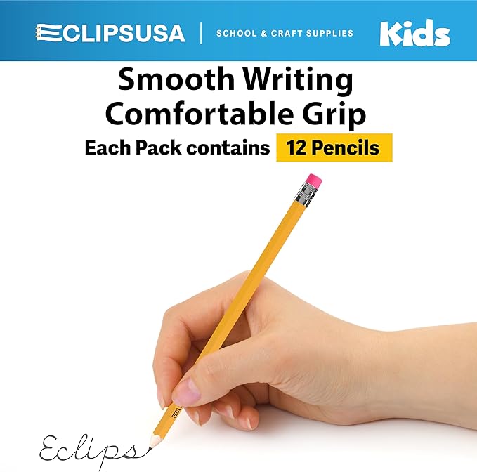 E-CLIPS USA Pencils Bulk Pencils #2 Number 2 pencil Pre-Sharpened Pencil Bulk - Image 4