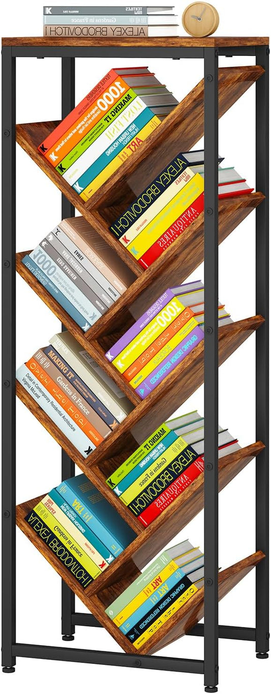 IBUYKE 9 Tier Tree Bookshelf, Floor Standing Wood Bookshelf by IBUYKE