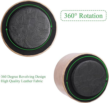 Hennaja Round Leather Art Supply Organizer, Remote Control Holder, 360 Degree - Image 4