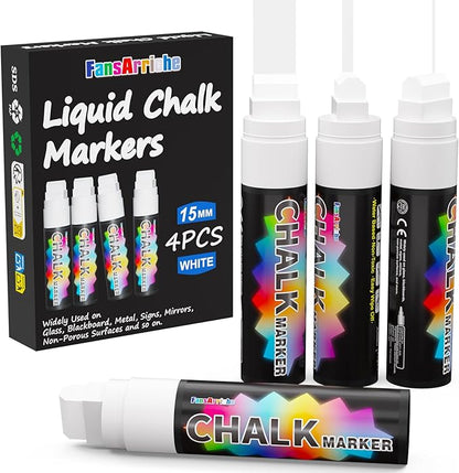 FansArriche White Chalk Markers, 15mm Jumbo Car Window Markers by FansArriche