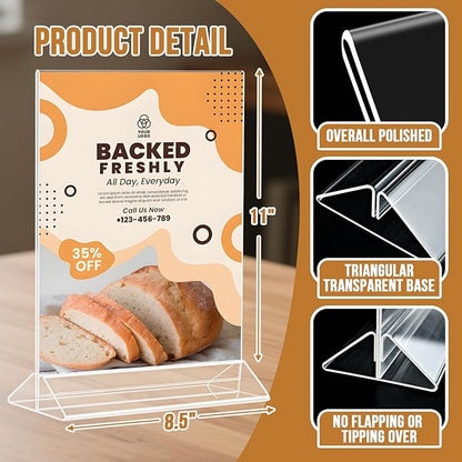 NICELINK 9 Pack Acrylic Sign Holder 8.5x11 Inch, Double Sided Clear Flyer - Image 3