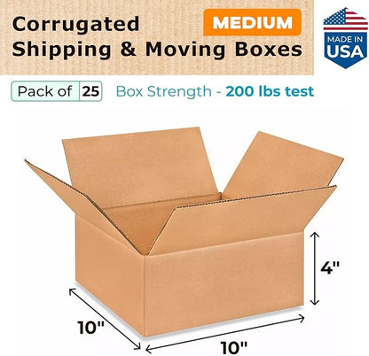 Medium Moving & Shipping Boxes 10"L x 10"W x 4"H - Image 2