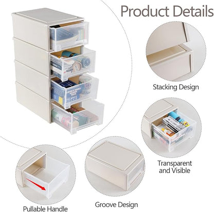 Buyitt 12 Quart Desktop Drawer Storage Unit, Plastic Stackable Storage Drawer - Image 4