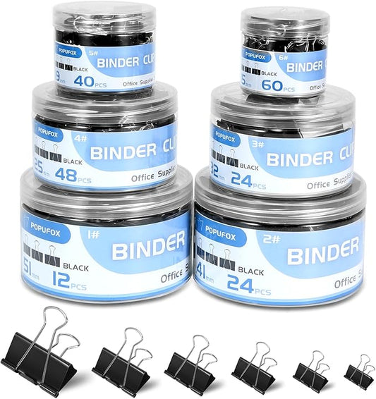 Binder Clips Assorted Sizes Including Extra Large Medium Small Mini and Micro by POPUFOX