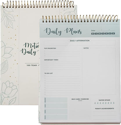 Spiral Daily Planner Agenda Notepad -100 Undated Tear-Off Sheets -Desk Notepad by PapernSuch