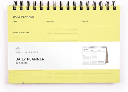 Undated Daily Planner Notebook – Spiral Bound A5, 60 Pages, School & Personal by TwoTumbleweeds