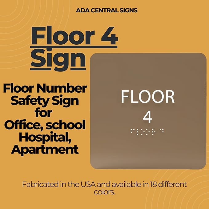 Grey w/Black ADA Floor 4 Sign - Image 6