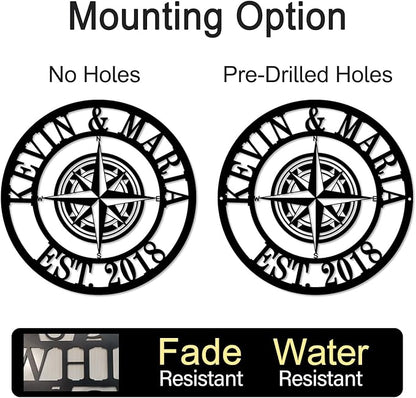 Metal Name Signs Personalized, Compass Metal Sign, Nautical Compass GPS - Image 5