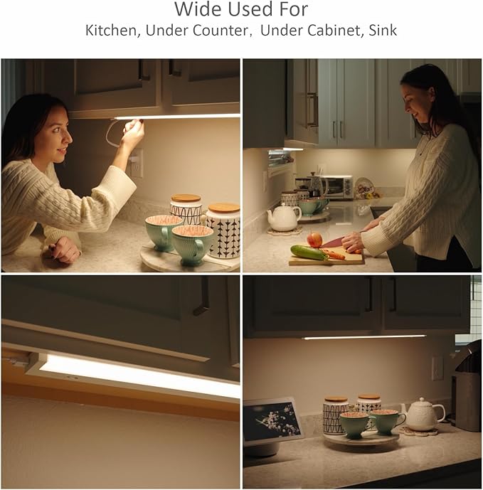 Leetdud LED Under Cabinet Lighting Hardwired or Plug in, 24 Inch 12W, Dimmable - Image 5