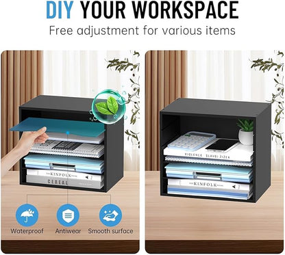 SHARKWOODS 5-Tier Wood Desk Organizer, Paper Tray Organizer - Image 4