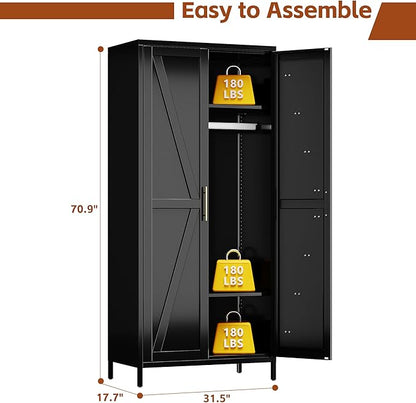 SUPEER Metal Wardrobe Cabinet - Image 2