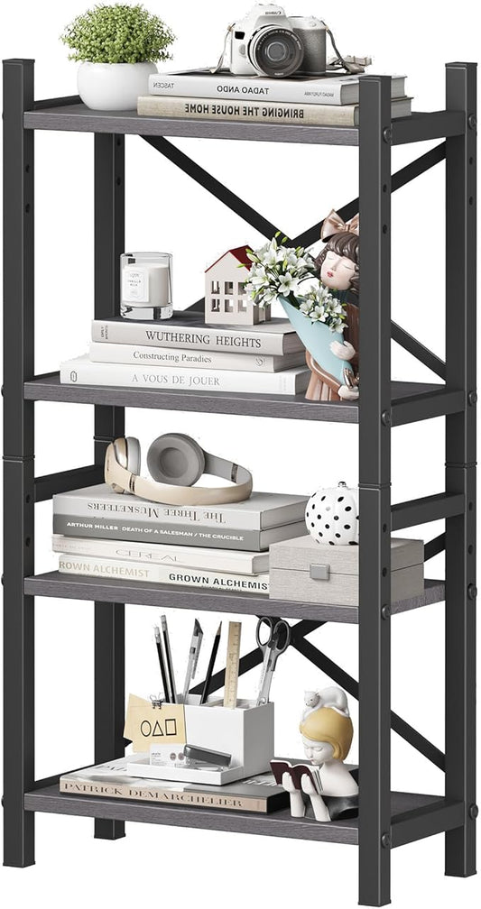 Homeiju Desktop Bookshelf, 4-Tier Stackable Narrow Desk Bookcase, Adjustable by Homeiju