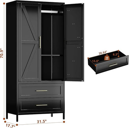 SUPEER Metal Wardrobe Cabinet - Image 2