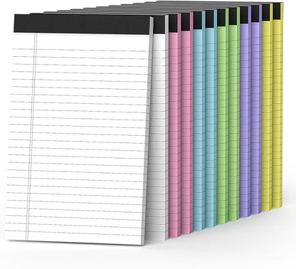 12 Pack Colored Note Pads 5" x 8" Legal Pads College Ruled Lined Paper by Nichela