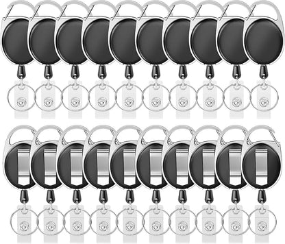 Retractable Badge Holder with Carabiner Reel Clip and Key Ring by moeverEx