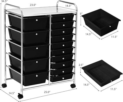 GOFLAME 15-Drawer Rolling Storage Cart, Craft Storage Cart - Image 3