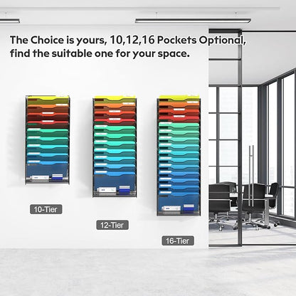 samstar 2 Pack 16 Tier Wall File Organizer Hanging Wall File Holder Wall Mount - Image 4