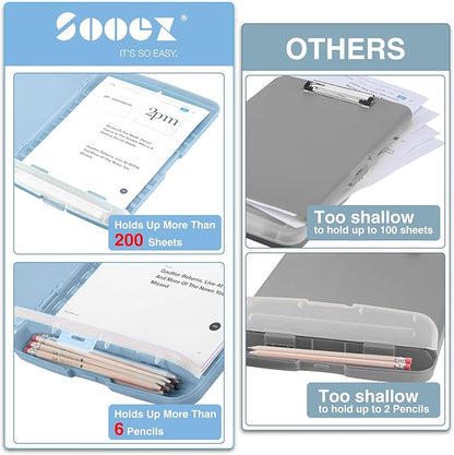 Sooez Clipboards with Storage, High Capacity Clip Boards 8.5x11 with Pen Holder - Image 3