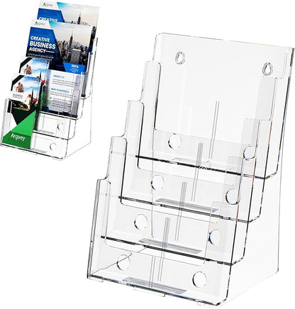 Argvey Acrylic Brochure Holder 8.5 x 11 inches, 4 Tier Clear Brochure Display by Argvey