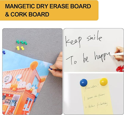 DEVELOP Large Grey Felt Bulletin & Magnetic Dry Erase Combo Board, 72 x 36 Inch - Image 2