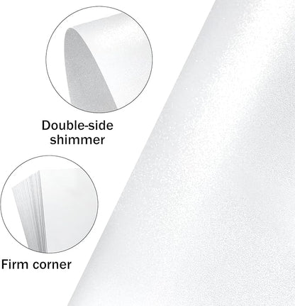 White Shimmer Cardstock Ledger Paper 11x17, Goefun Shimmer Card Stock - Image 3