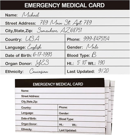 4 Pack Emergency Medical Information Id Card Red Medical Condition and - Image 3