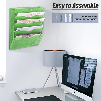 EASEPRES 5 Pocket Mesh Hanging Wall File Organizer, Wall Mounted Mail Paper - Image 5