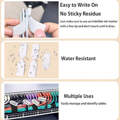 80-Pack Reusable Cable Labels & Cord Ties Kit – Write-On Wire Labels, Snap Ties - Image 5
