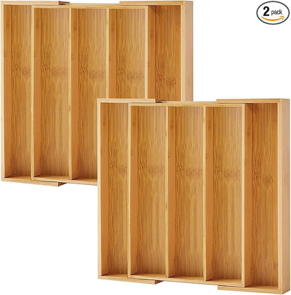Purawood Kitchen Drawer Organizer, 2 Pack by PURAWOOD