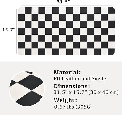 Ohocut Checkered Desk Mat, 31.5" x 15.7" Large Cute Black White Aesthetic Retro - Image 7