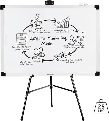 Amazon Basics High Boardroom Black Aluminum Flipchart Whiteboard and Display - Image 6