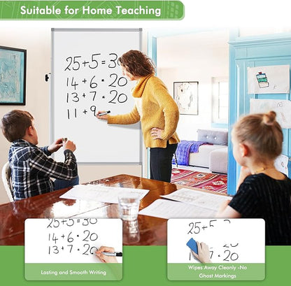 Rolling Whiteboard on Wheels, 32x48 Inches Double-Sided Magnetic Dry Erase Board - Image 4