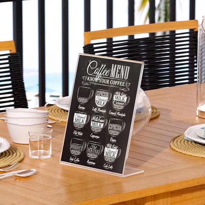 NIUBEE 6Pack Slant Back Acrylic Sign Holder 5x7 inches, Desktop Flyer Holder - Image 4