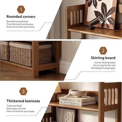 AnywaysWood 5-Tier Solid Wood Open Bookcase, Modern Display Bookshelf, - Image 5