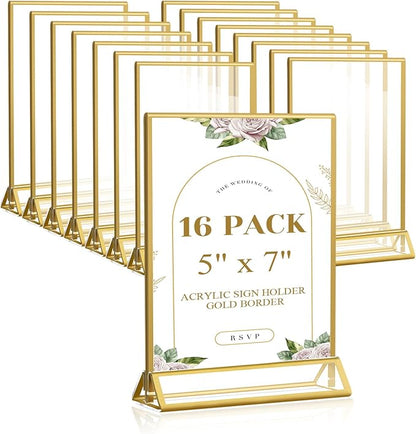 Smarpau Gold Acrylic Sign Holder 5x7, Double-Sided Display Stand by Smarpau