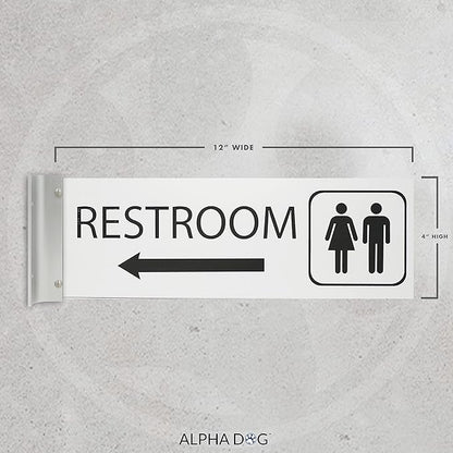 ALPHA DOG SIGNS Corridor Projecting Hallway Bathroom Sign, Left Arrow, - Image 2