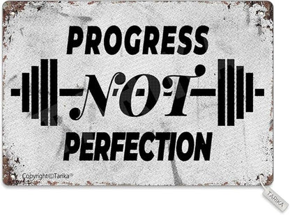 Tarika Progress Not Perfection 20X30 cm Iron Retro Look Decoration Poster Sign by Tarika
