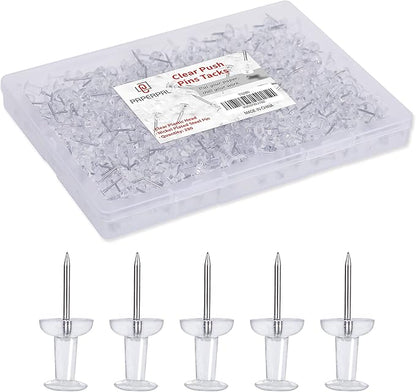 PAPERPAL 280 Clear Push Pins for Cork Board, Pushpins for Office School & by PAPERPALDirect