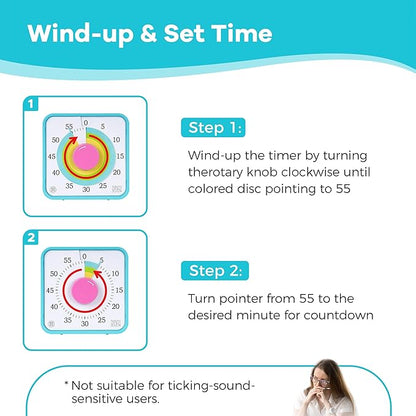TWENTY5 SEVEN Countdown Timer 7.5 inch; 60 Minute 1 Hour Visual Timer – - Image 3