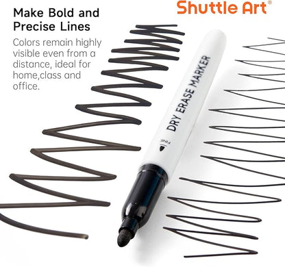 Shuttle Art Dry Erase Markers, 32 Pack Black Whiteboard Markers, Fine Tip Dry - Image 3