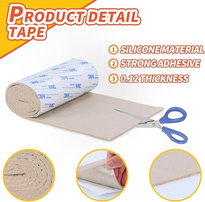 Felt Furniture Pads, Non Slip Self Adhesive Cuttable Felt Tape White Heavy Duty - Image 6